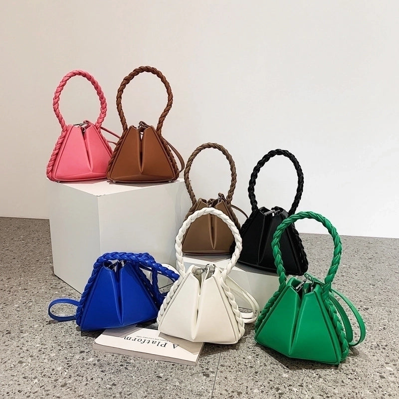Artificial Leather Solid Color Fashion Magnetic Buckle Bucket Bag