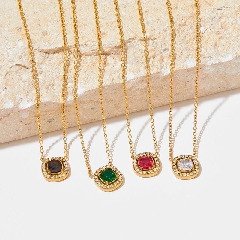 304 Stainless Steel Titanium Steel 16K Gold Plated White Gold Plated Gold Plated Classic Style Plating Inlay Square Zircon Bracelets Earrings Necklace