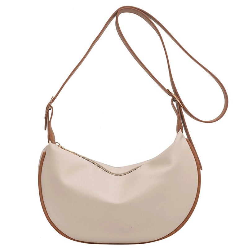 Women's Small Pu Leather Solid Color Streetwear Semicircle Zipper Shoulder Bag Crossbody Bag