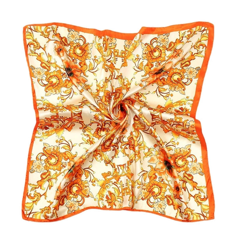 Women's Vintage Style Minimalist Flower Polyester Printing Silk Scarf