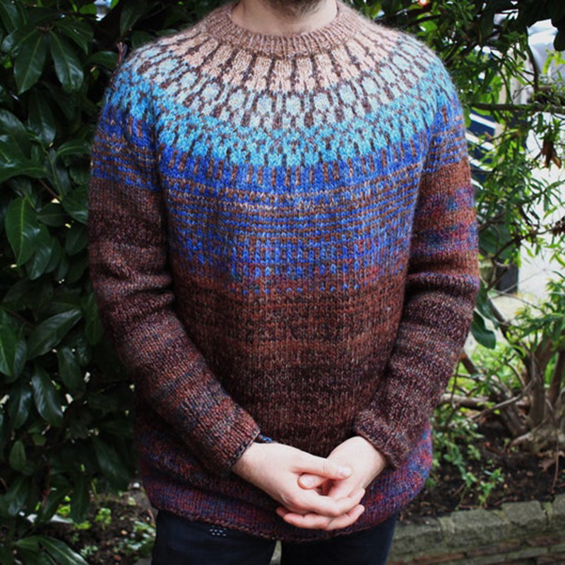 Vintage Knitted Jacquard Iceland Cozy Crew Neck Sweater