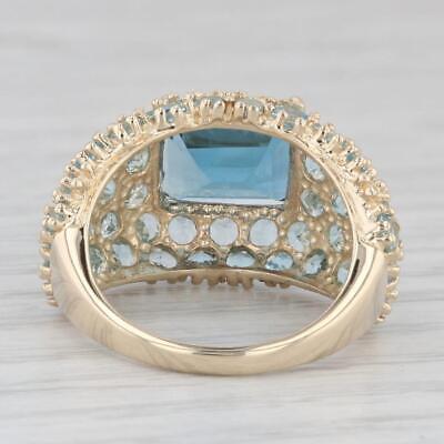 8.50ctw London Blue Topaz Pave Ring 14k Yellow Gold Size 7.25 Cocktail