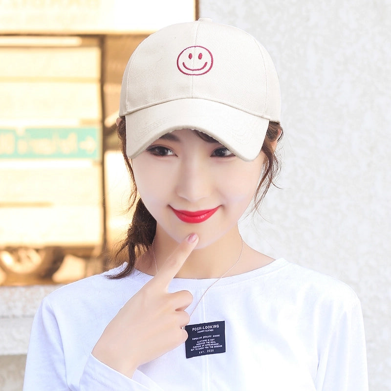 Unisex Basic Minimalist Smile Face Curved Eaves Baseball Cap
