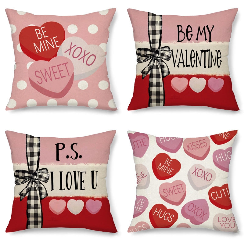 Valentine'S Day Elegant  Lady Letter Heart Shape Polyester Pillow Cases Couch & Sofa Decor