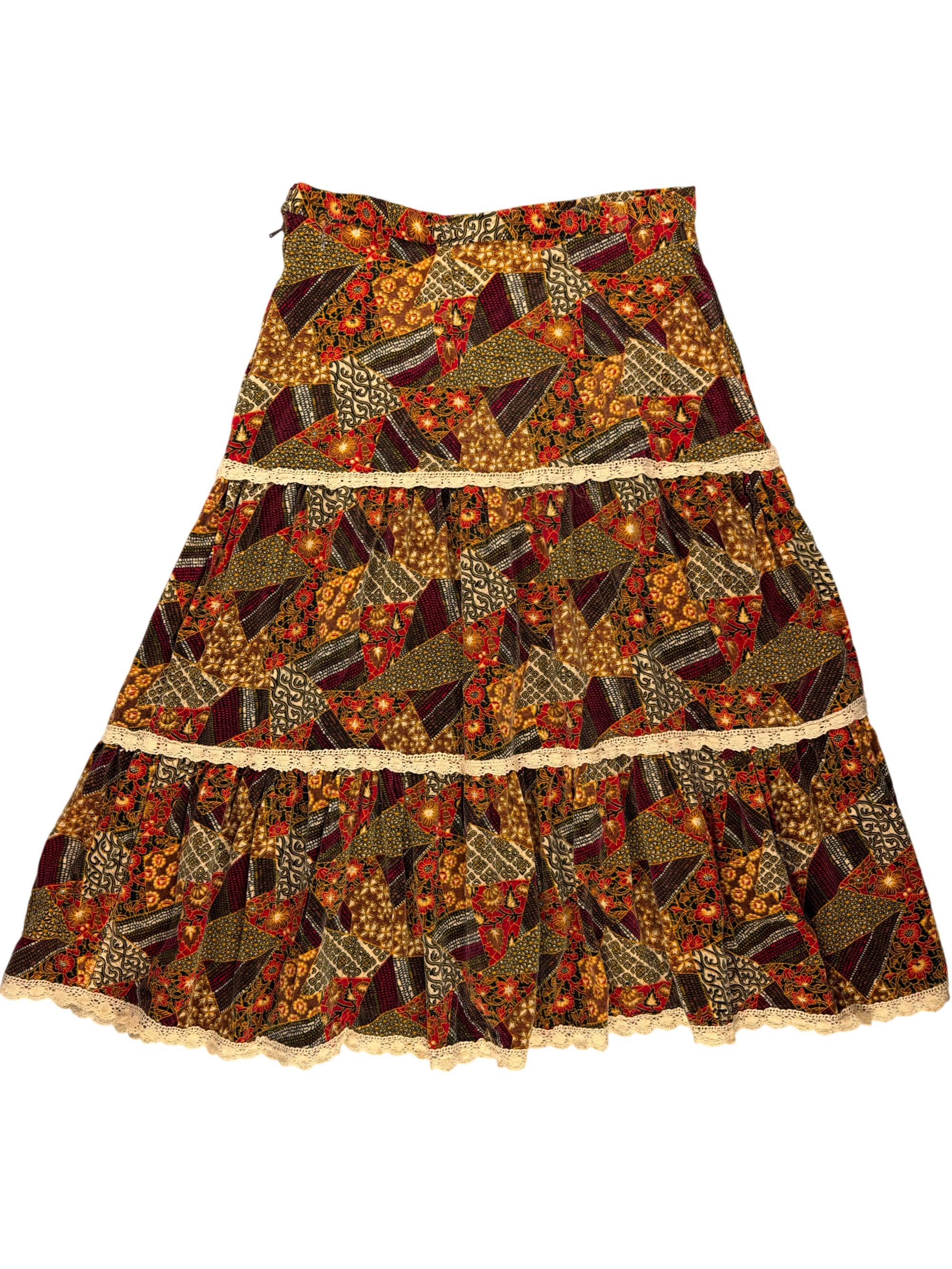 Patchwork Bohemian Floral Skirt