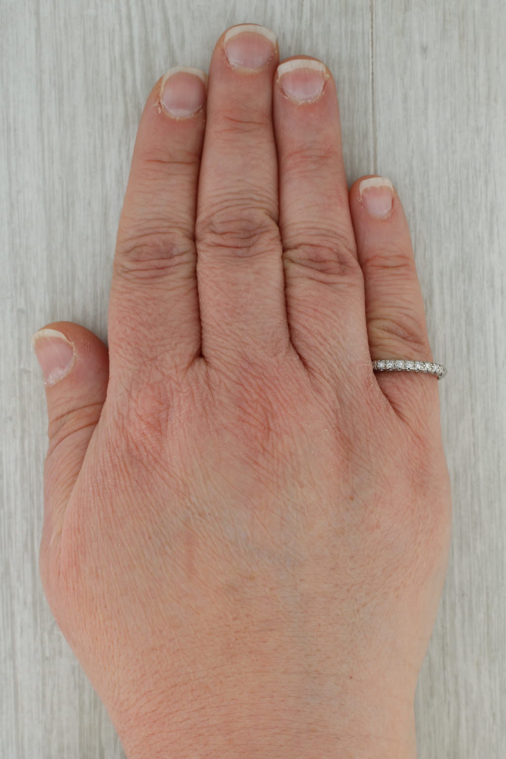 Vintage 0.13ctw Diamond Stackable Ring 10k White Gold Wedding Band