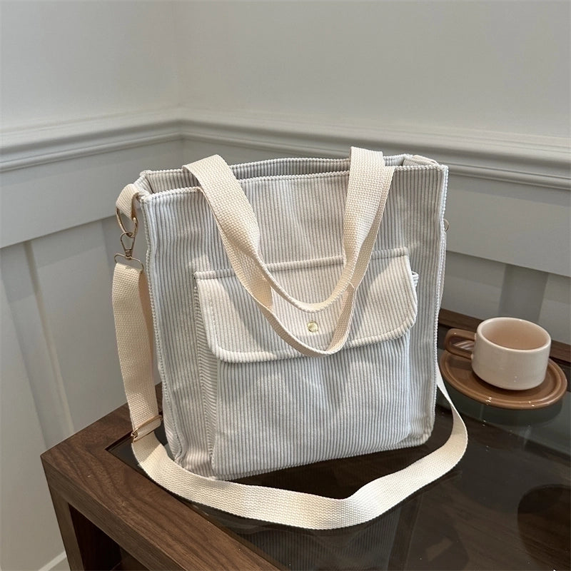 Women's Canvas Solid Color Preppy Style Zipper Handbag