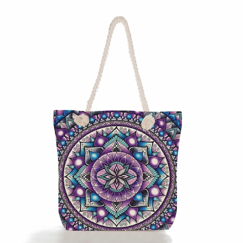 Women's Basic Flower Canvas Shopping Bags