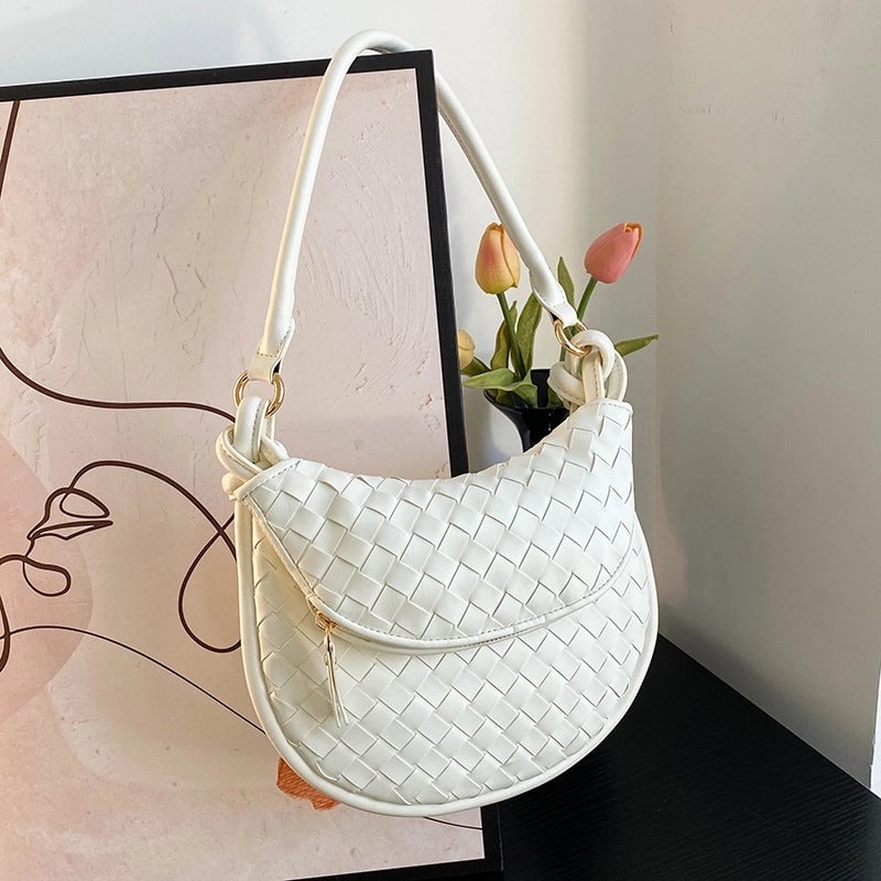 Women's Medium Pu Leather Solid Color Basic Vintage Style Dumpling Shape Flip Cover Underarm Bag