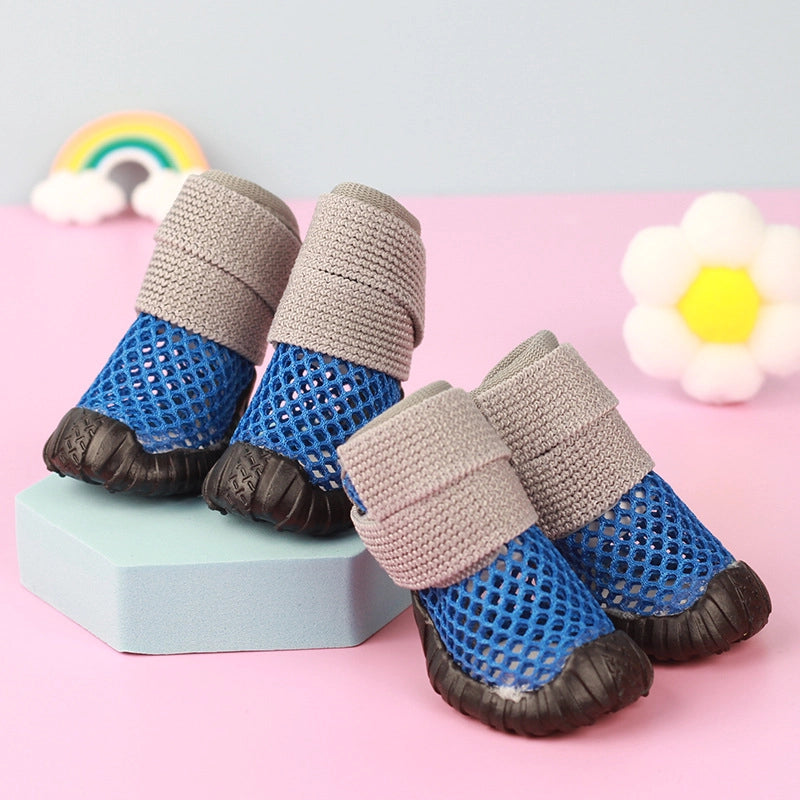 Pet Small Dog Teddy Bear Chenari Dog Shoes Mesh Hollow Breathable Elastic Soft Sticky
