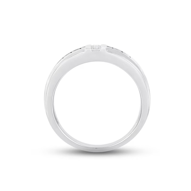 Now + Forever Men's Diamond & Sapphire Wedding Band 1/5 ct tw Square-cut 10K White Gold