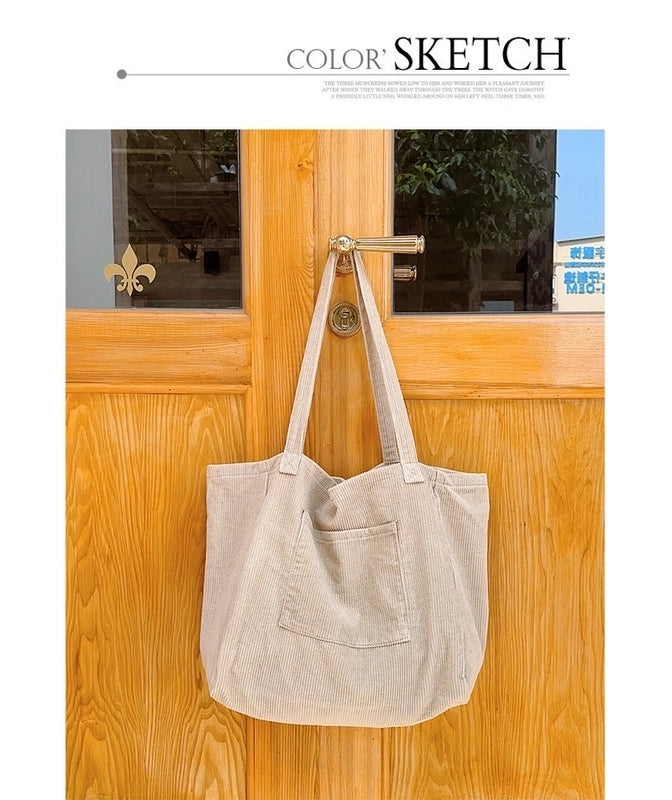 Women's Large Corduroy Solid Color Basic Open Underarm Bag