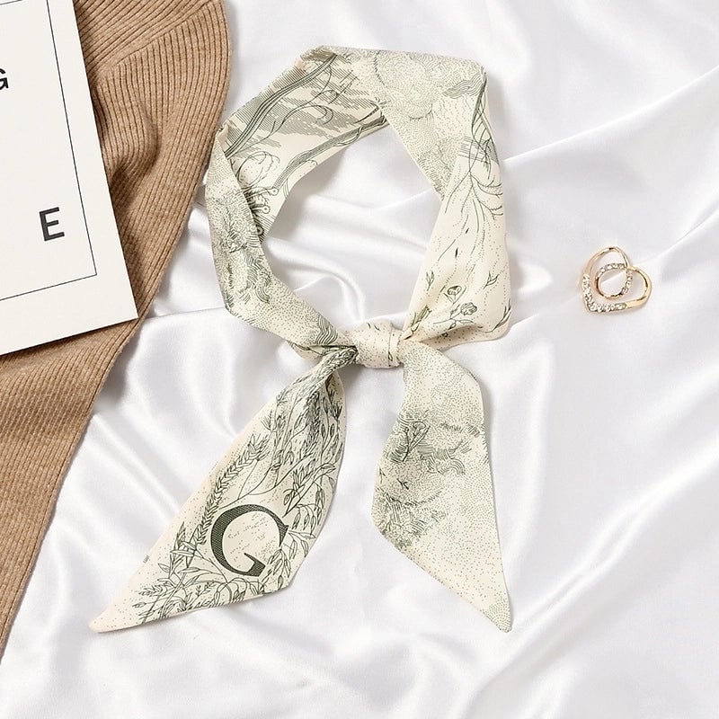 Women's Sweet Color Block Satin Printing Silk Scarf
