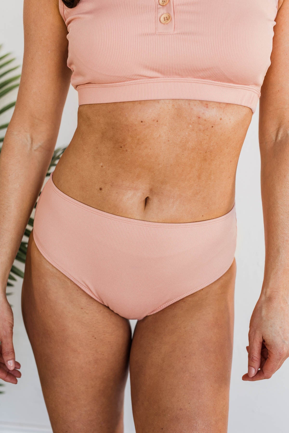 Bask In The Sun Mid-Rise Swim Bottoms- Baby Pink