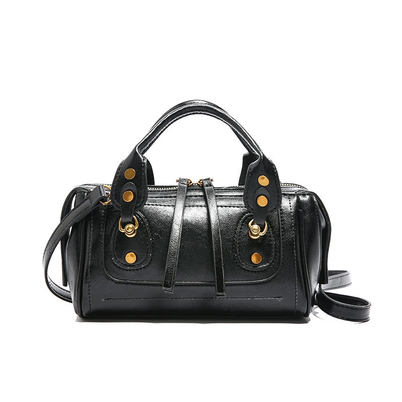 Women's Pu Leather Solid Color Classic Style Sewing Thread Dumpling Shape Zipper Crossbody Bag