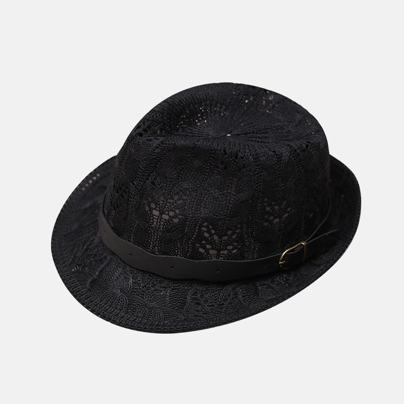 Unisex Basic Solid Color Flat Eaves Fedora Hat