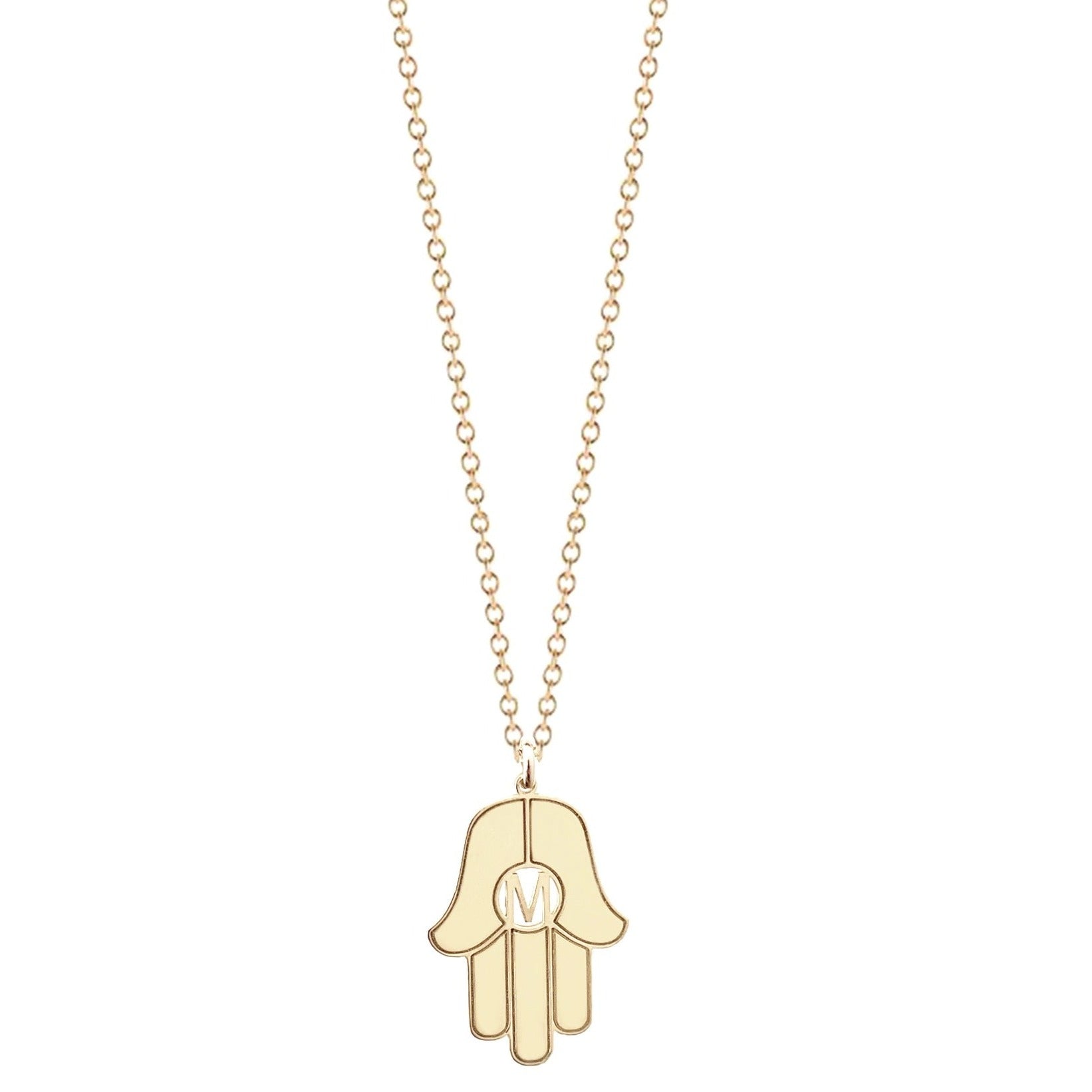 Stella Hamsa Initial Necklace - Gold Plated or Sterling Silver