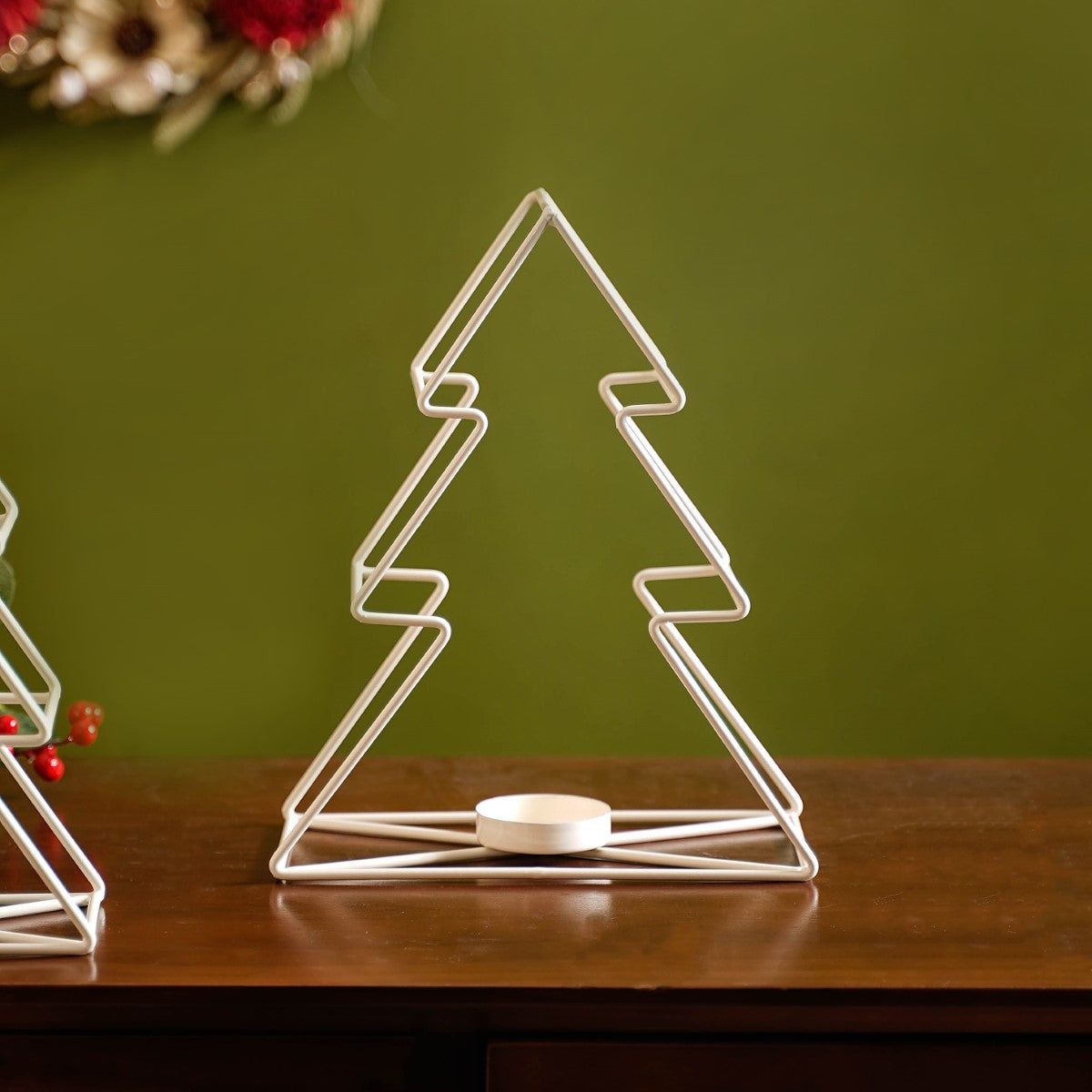 Tree Candle Holder Set of 2 Off White