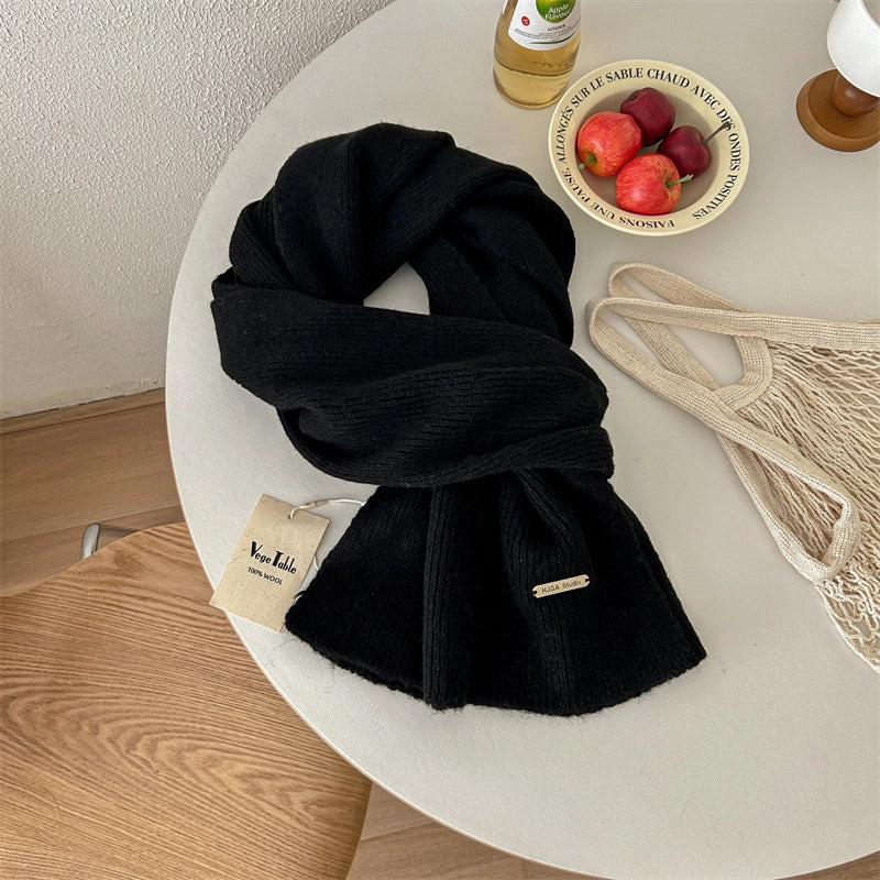 Women's Basic Solid Color Wol Knitted Scarf