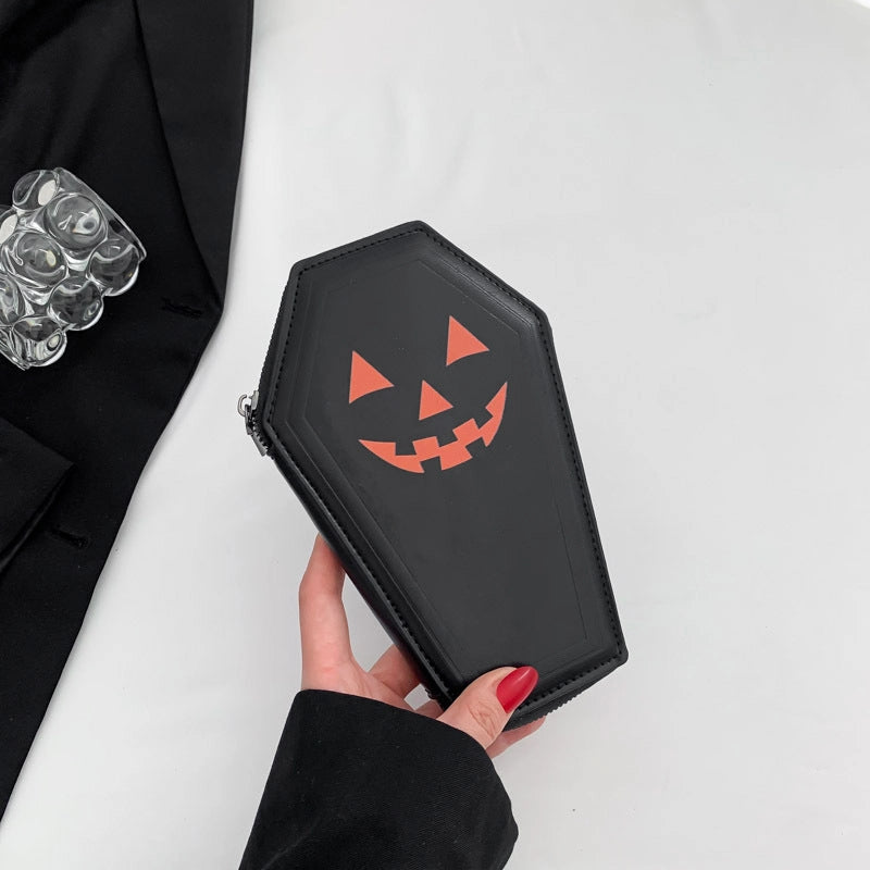 Halloween Women's Pu Leather Printing Vintage Style Square Zipper Clutch Bag