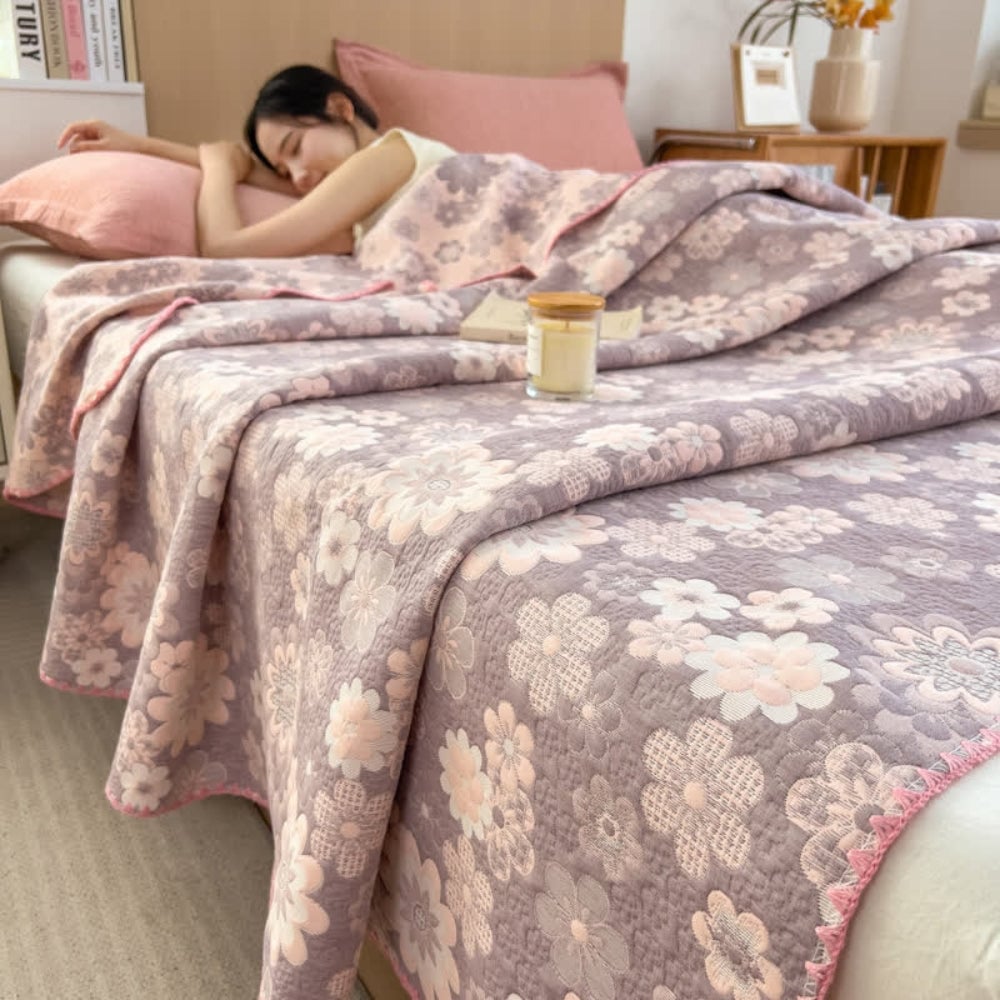 Floral Cotton Gauze Blanket