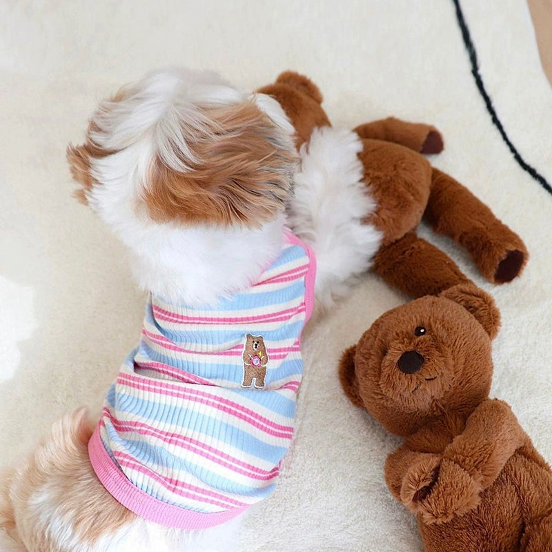 Contrast Color Striped Bear Dog Cat Vest