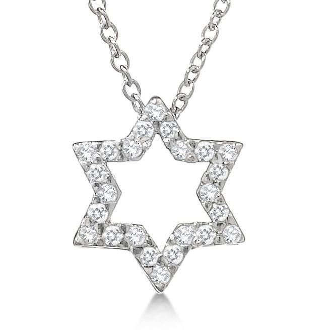 Diamond Pave Star of David Necklace in 14k Yellow Gold or White Gold