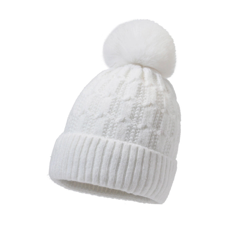 Women's Basic Minimalist Solid Color Pom Poms Eaveless Wool Cap
