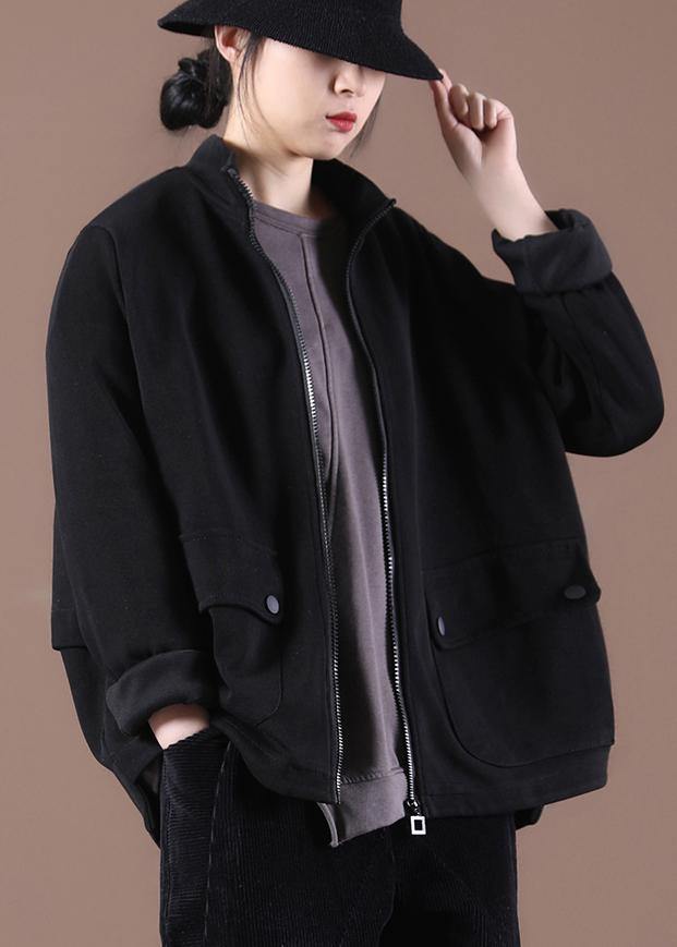 Beautiful Black Zip Up Trench Short Coat