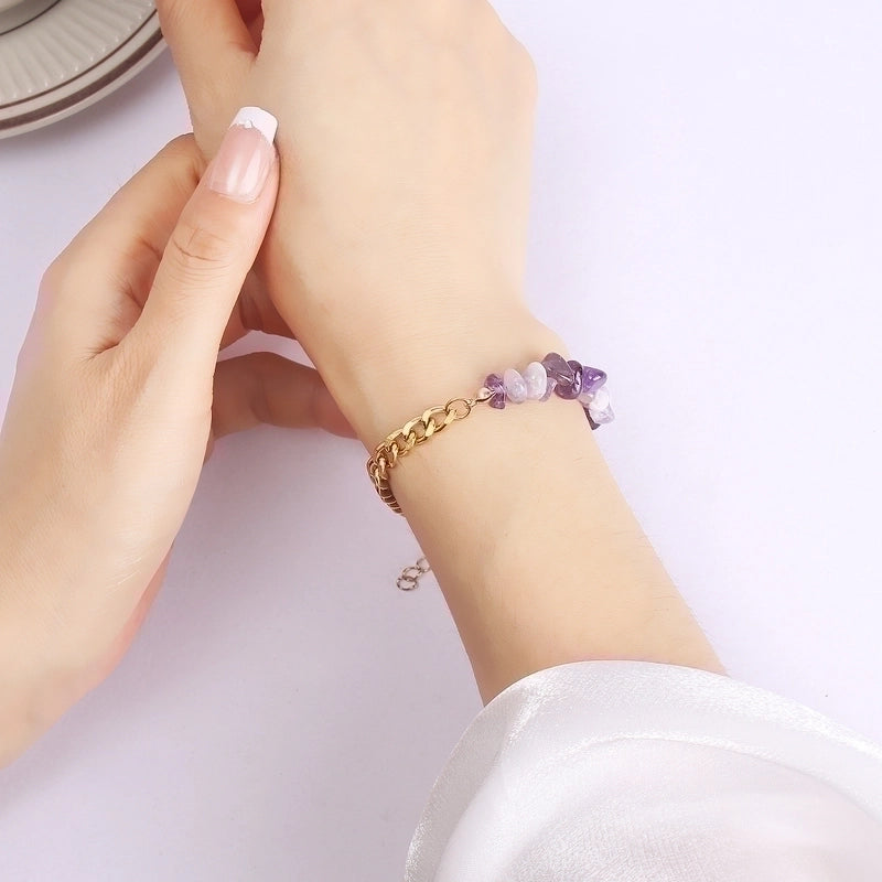 Vacation Color Block 304 Stainless Steel Natural Stone 18K Gold Plated Bracelets In Bulk