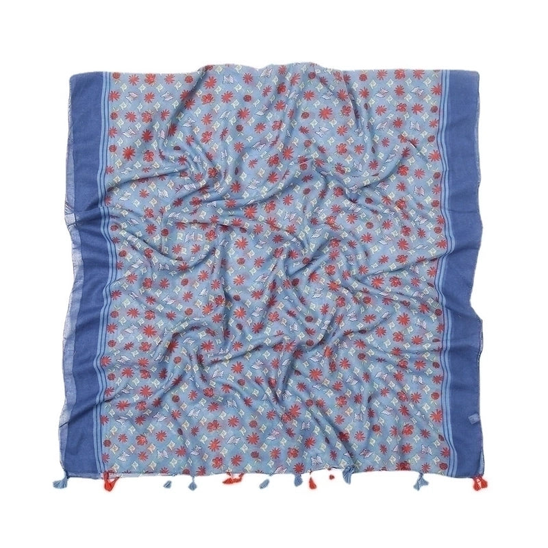 Women'S Sweet Flower Cotton And Linen Tassel Scarf