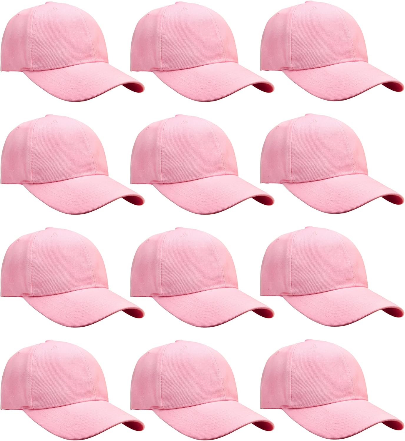 Falari Wholesale Bulk Lot 12-Pack Baseball Cap Adjustable Size Plain Blank Solid Color