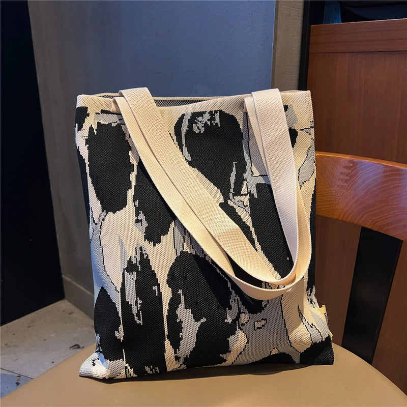 Women's Medium Knit Animal Flower Cute Open Shoulder Bag