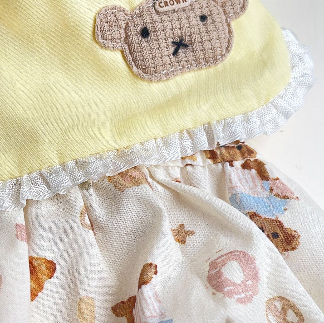 Bear Printed Color Block Collar Dog Cat Vest