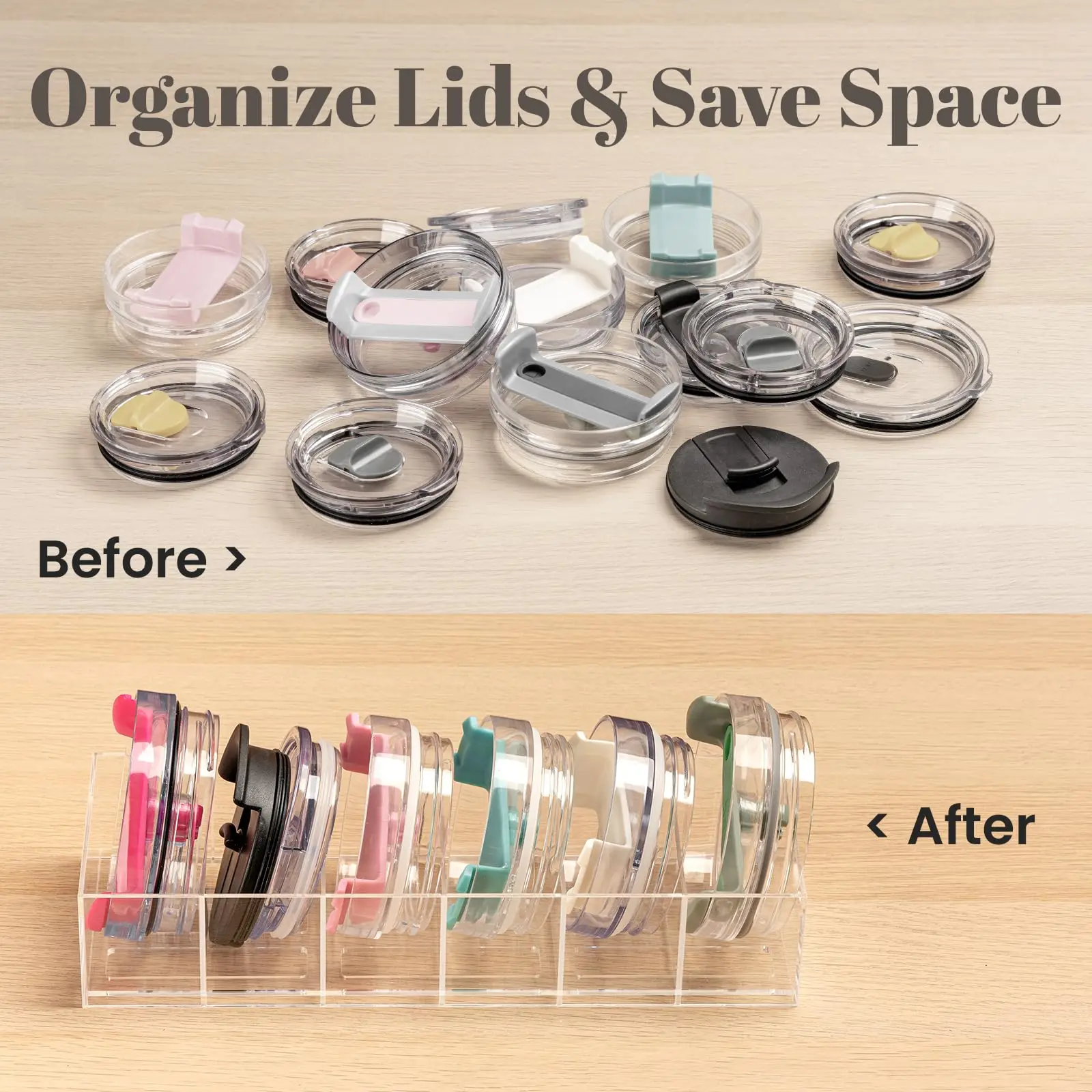 Acrylic Tumbler Lid Organizer Detachable Kitchne Accessories Storage Box for Stanley Cup Separators