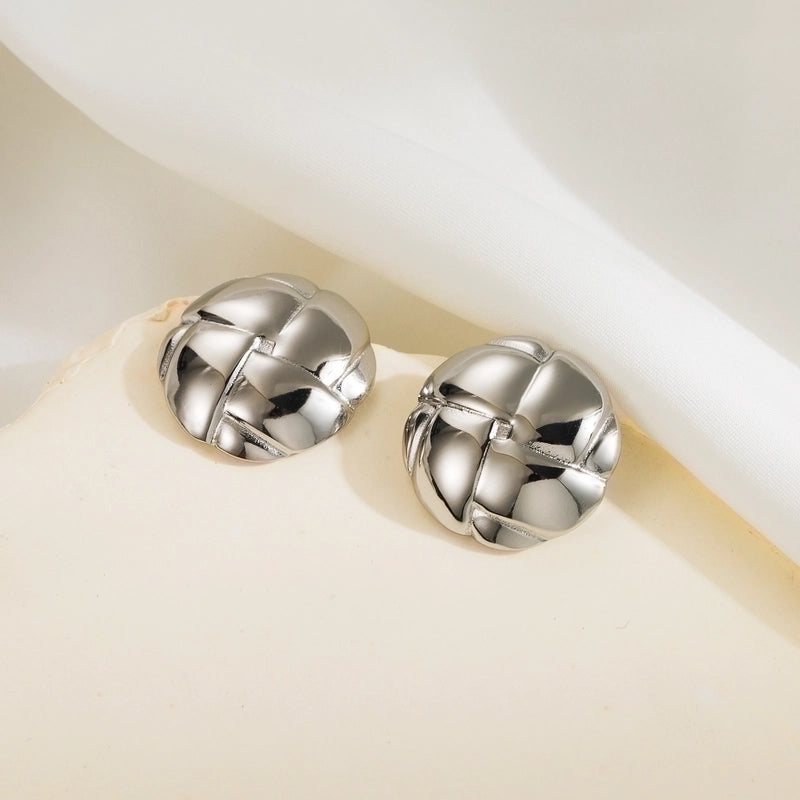 1 Pair Minimalist Classic Style Argyle 304 Stainless Steel 14K Gold Plated Stainless Steel Earrings