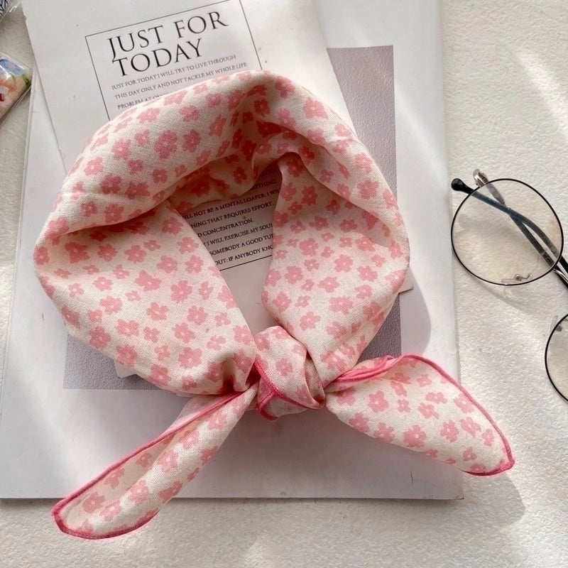 Women's Sweet Flower Cotton Silk Scarf