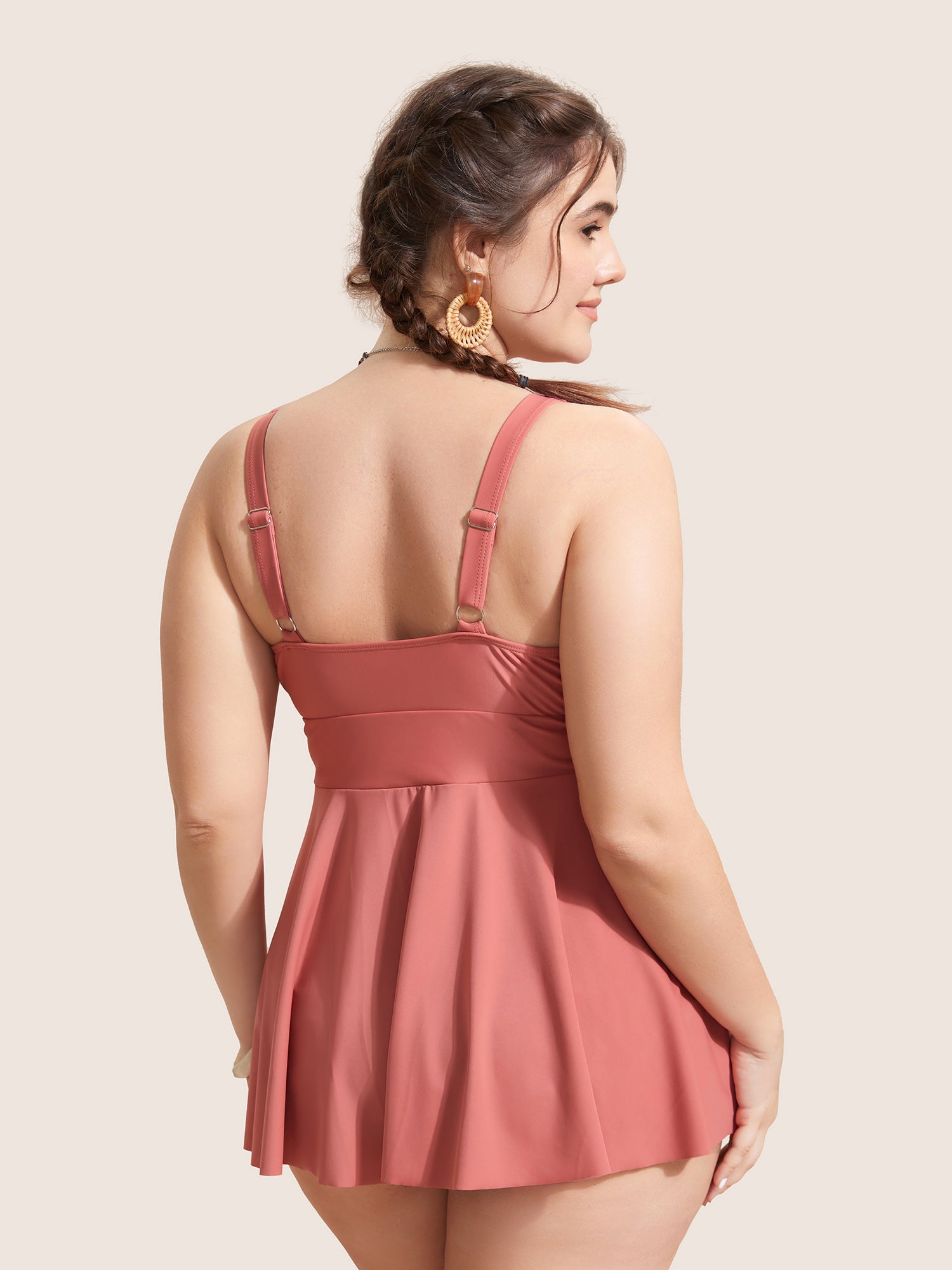 Plain Ties Gathered Slit Front Swim Top