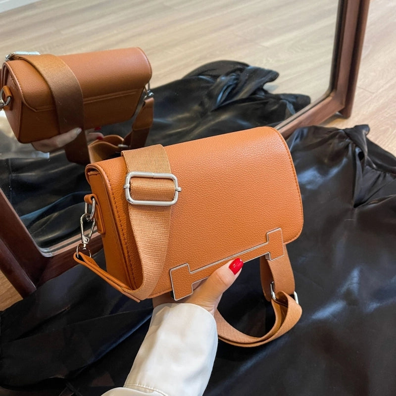Women's Small Pu Leather Solid Color Elegant Square Magnetic Buckle Shoulder Bag Crossbody Bag