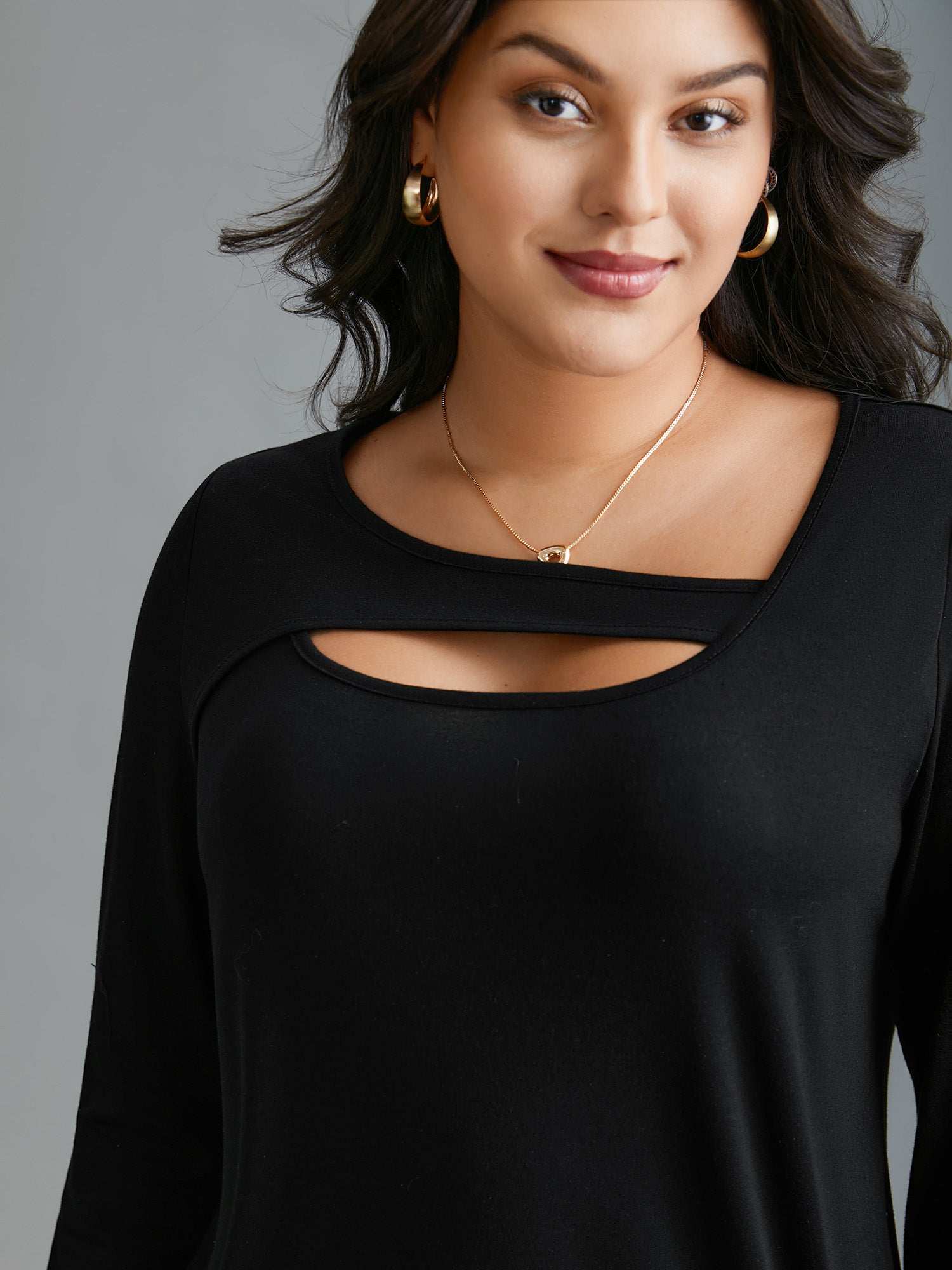 Asymmetrical Neckline Long Sleeve T-shirt