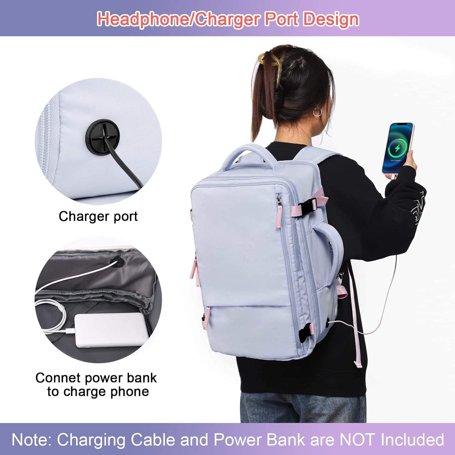 Large Travel Backpack for Women Men, Expandable 40L Carry On Backpack, 17 Inch Laptop Backpack College Bookbag, Waterproof Travel bag as Person Item Flight Approved