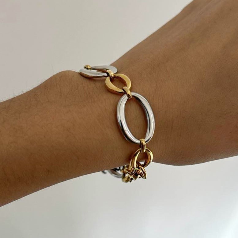 Stainless Steel Bracelet Color Matching Metal Style Chain Titanium Steel Bracelet