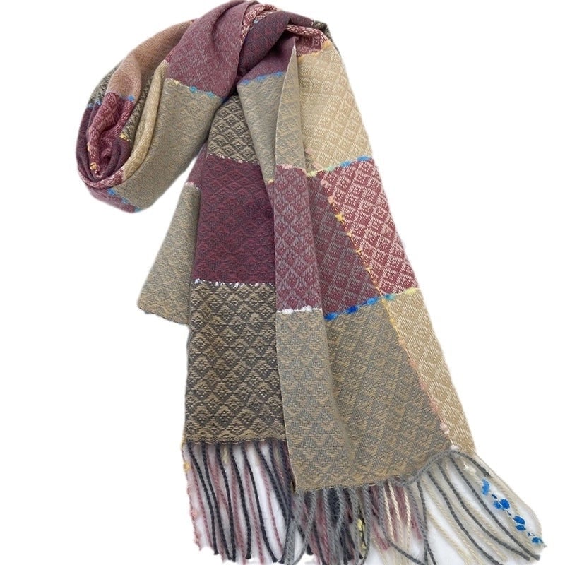 Women's Minimalist Color Block Imitation Cashmere Tassel Scarf