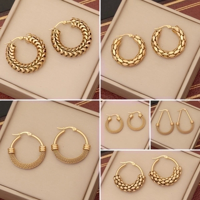 1 Pair Minimalist U Shape Circle Stainless Steel Plating Hoop Earrings