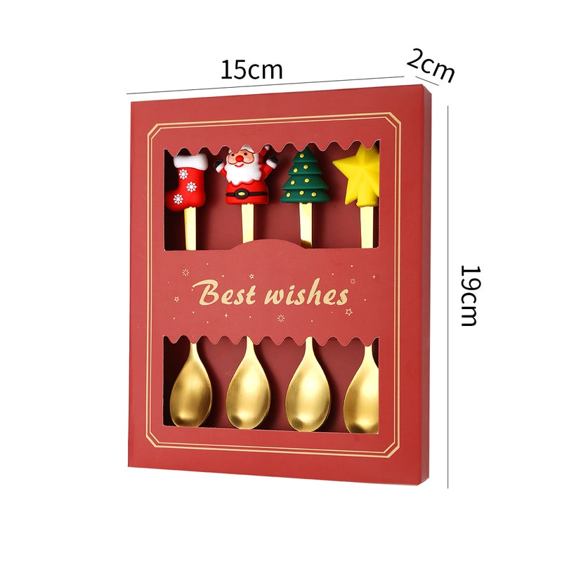 Christmas Cute Cartoon Stainless Steel Tableware 1 Set