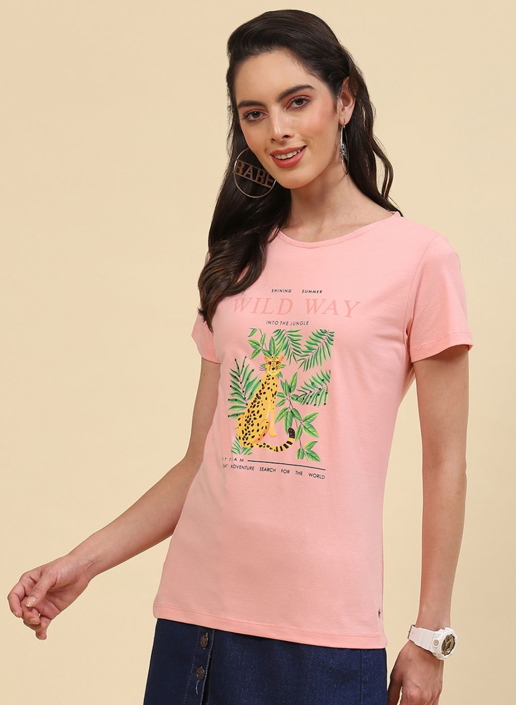 Women Peach Printed Top