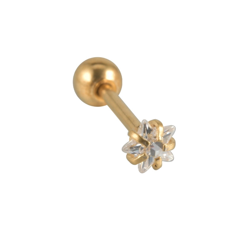 1 Piece Ear Cartilage Rings & Studs Casual Elegant Vacation Star 304 Stainless Steel Inlay Zircon 18K Gold Plated Lip Rings Ear Cartilage Rings & Studs