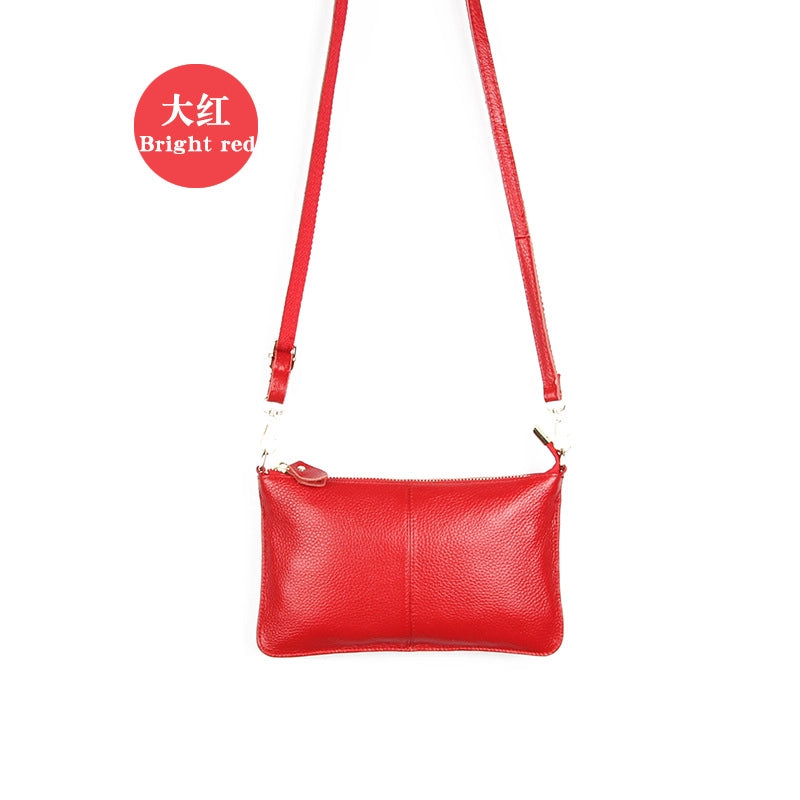 Small Leather Solid Color Fashion Zipper Envelope Bag Shoulder Bag
