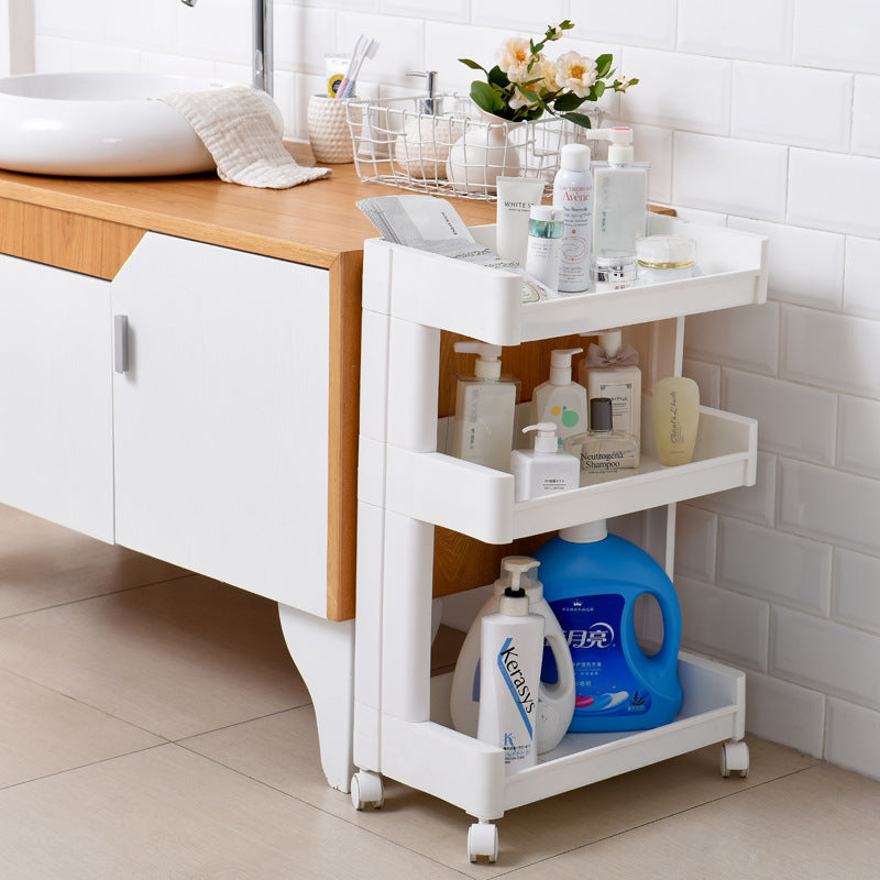 3-TIER MOBILE TROLLEY ORGANIZER WITH DRAWERS & MESH SHELVES FOR KITCHEN