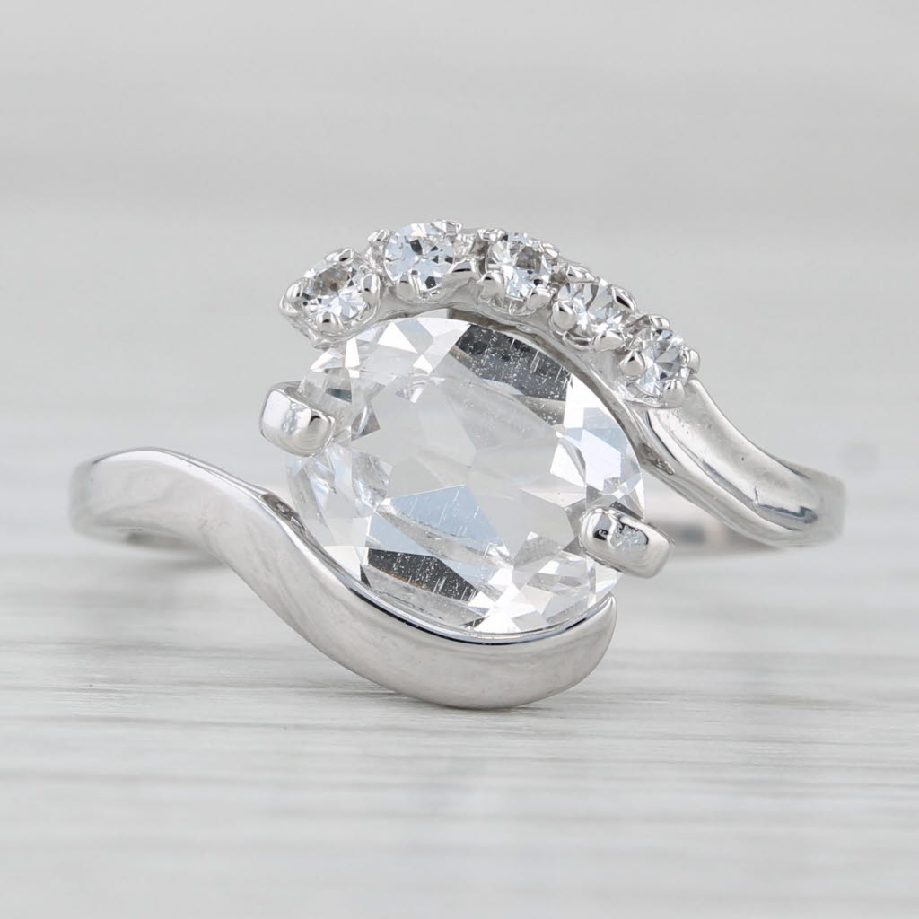 2.35ctw Lab Created Spinel Ring 10k White Gold Size 7.75 Bypass